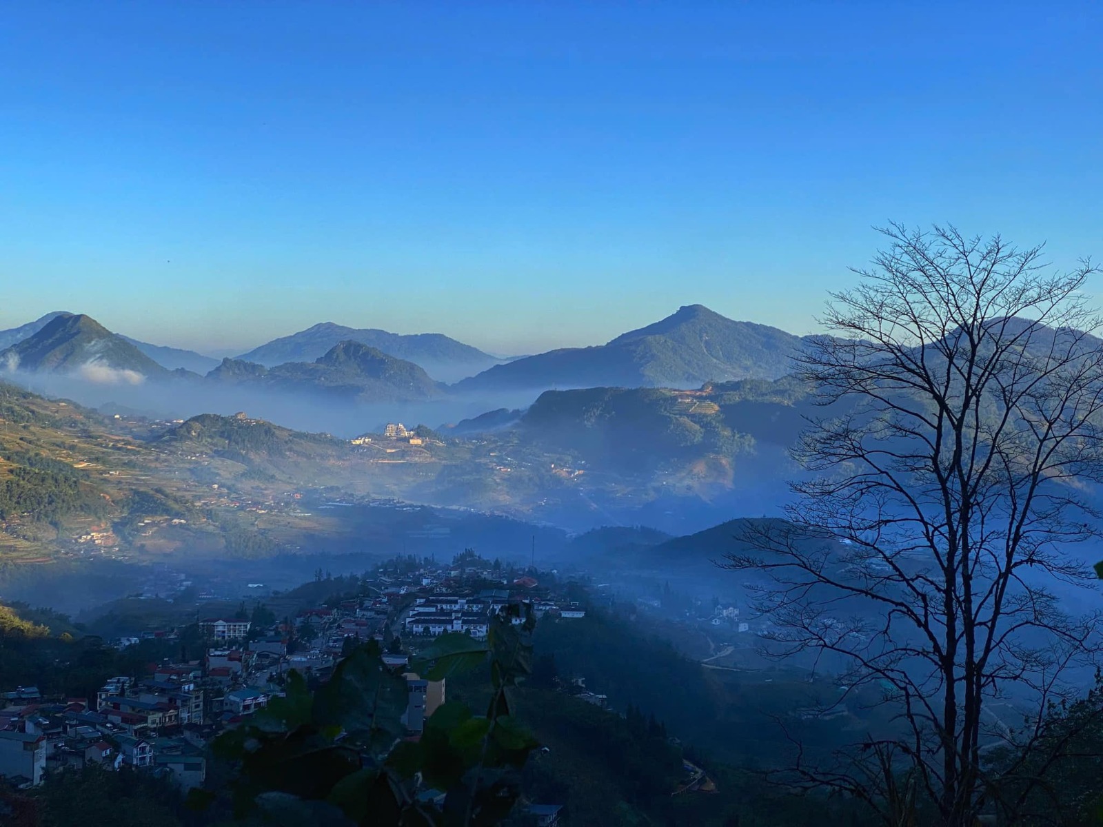 Sea of clouds and mountain village